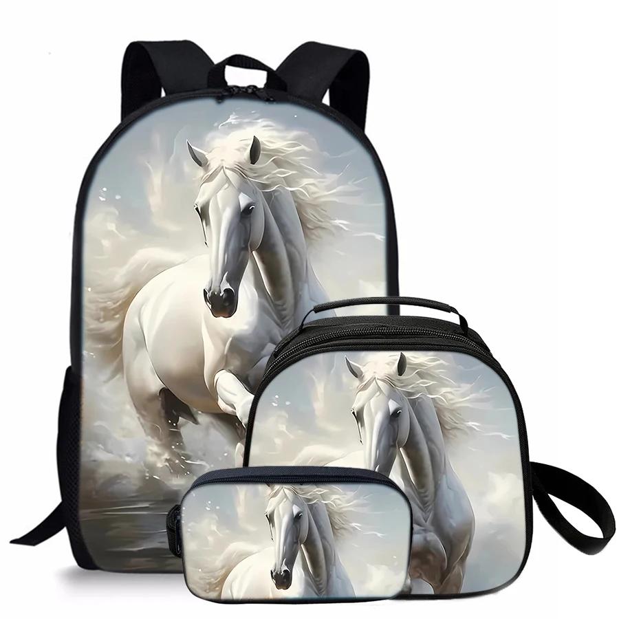 New Astronaut Space Pattern Three Piece Set Knapsacks for Male Plus Girls Best Gifts 2D Flat Comic School Rucksack for Youth