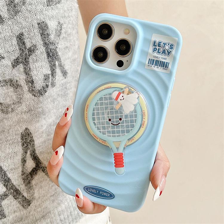 Badminton Table Tennis Suitable for Iphone16 Magnetic 13 Bracket Mobile Phone Case Apple 15 Rotating Full Cover Protective Case