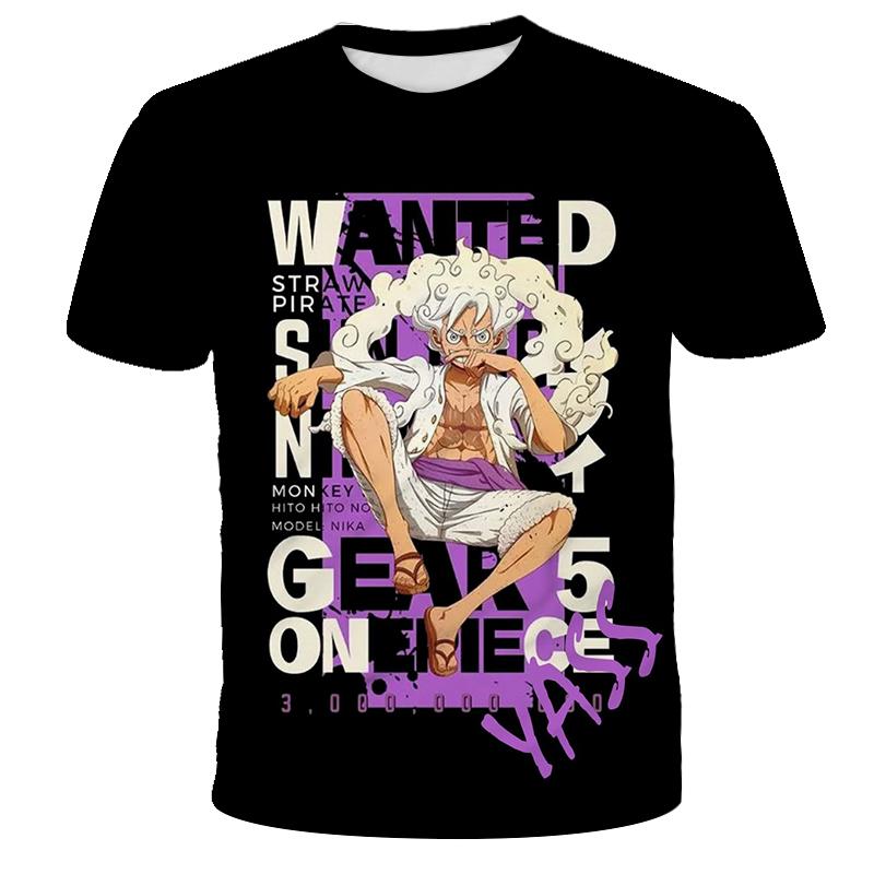Anime One Piece Luffy Boy T-shirt CosPlay Short Sleeve Mens Cartoon Men's Top Loose Breathable Men's Casual Clothing
