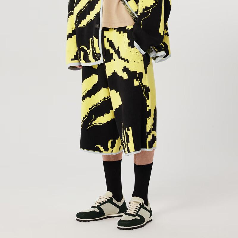 CROQUIS Men's 2023 Spring Color Block Jacquard Wide-Leg Shorts