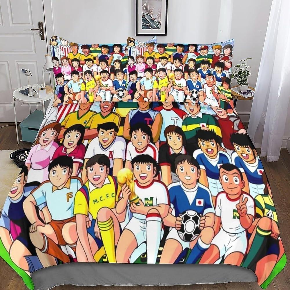 Captain Tsubasa Duvet Cover Pillowcase Bedding Set Football Adult Boy Girl Bedroom Decoration Children Gift Single Double Size