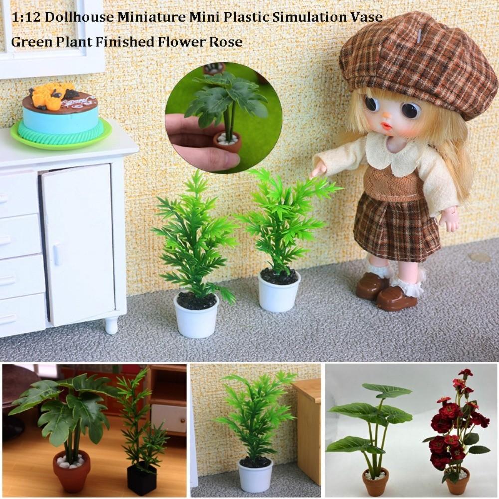 1:12 Dollhouse Miniature Simulation Vase 8 Styles Finished Flower Miniature Dollhouse Decorations