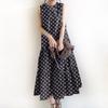 ZANZEA Women Casual O-neck Sleeveless Polka Dot Print Long Dress