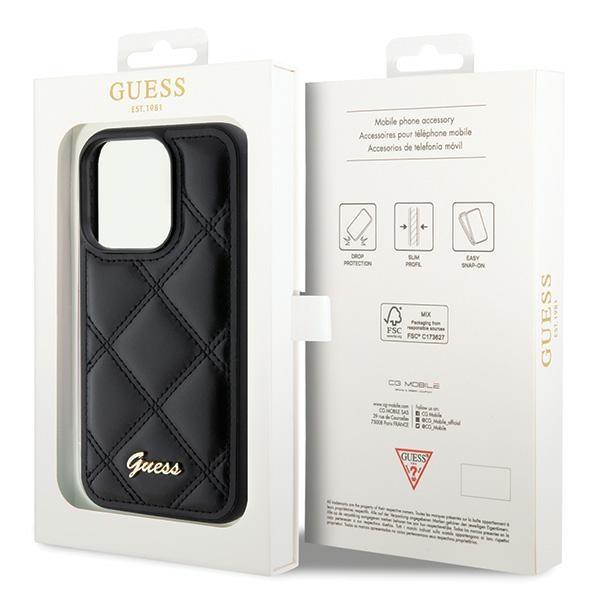 Guess Guhcp15Lpsqsqsk Iphone 15 Pro 6.1 Czarny/Black Hardcase Quilted Metal Logo