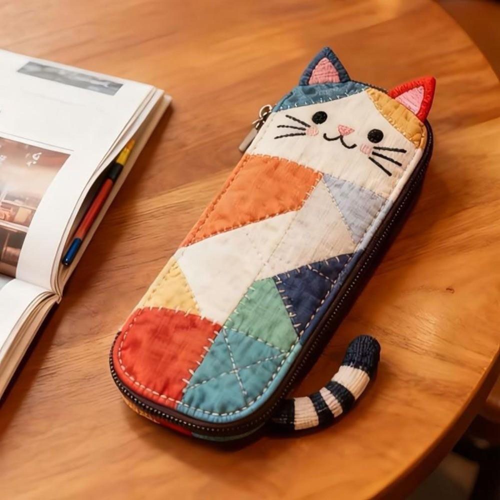 Patchwork Cartoon Pen Bag Japanese Style Stationery Storage Bag Fashion Cat Pencil Case  Office