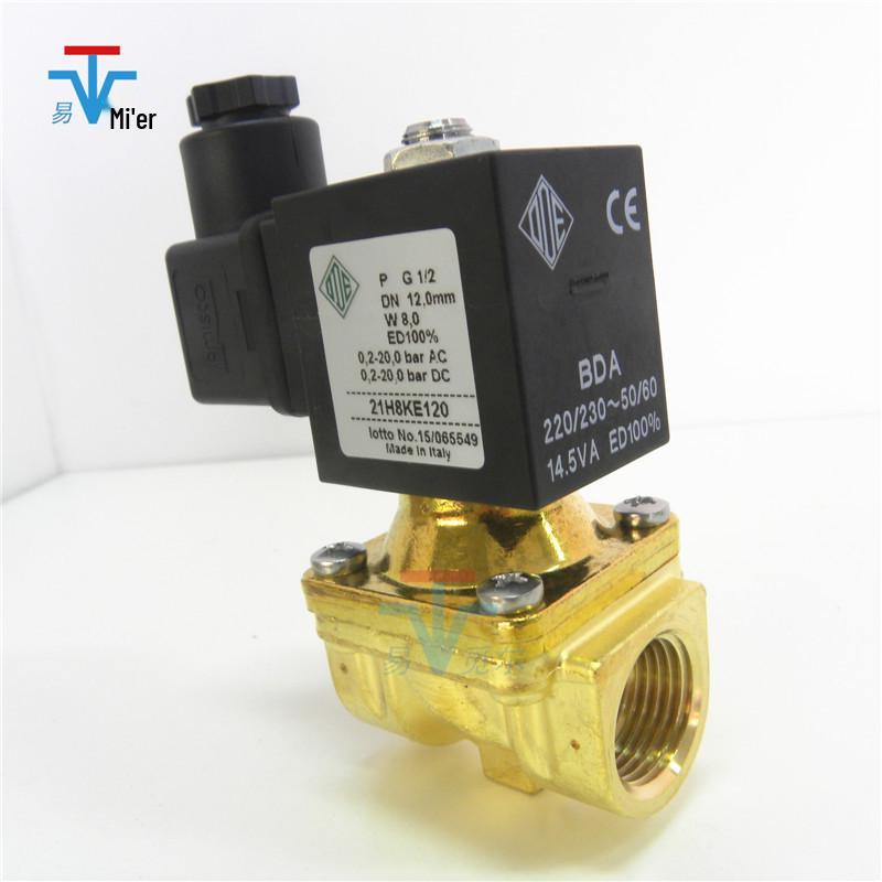 Italian Solenoid Valve 21H8KE120 1/2" 110V/24V Pilot-Operated Two-Way Valve