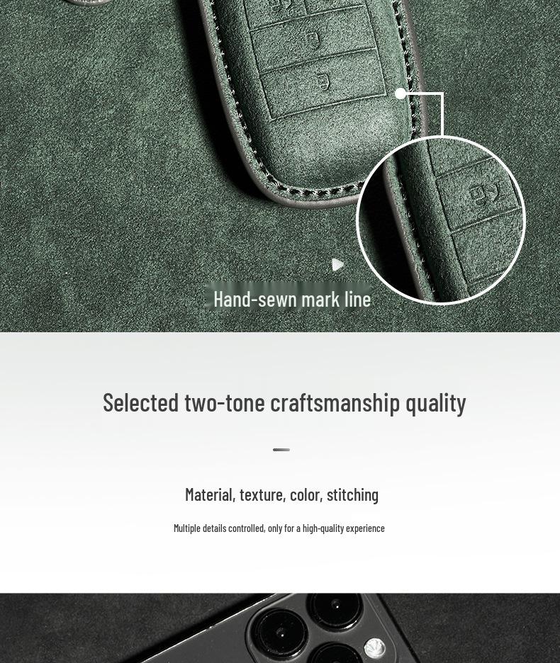 Suede Leather Key Case for Aion Aino S with V-Buckle