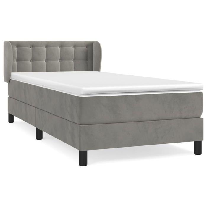 3127697 vidaXL Lit à sommier tapissier et matelas Gris clair 80x200 cm Velours