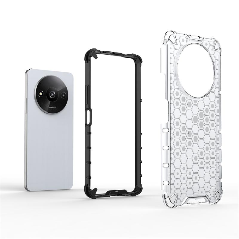 Shockproof Transparent Case For Xiaomi Poco C61 Honeycomb Armor Phone Back Case For Poco C61 Case Cover For Poco C61 6.71 inch