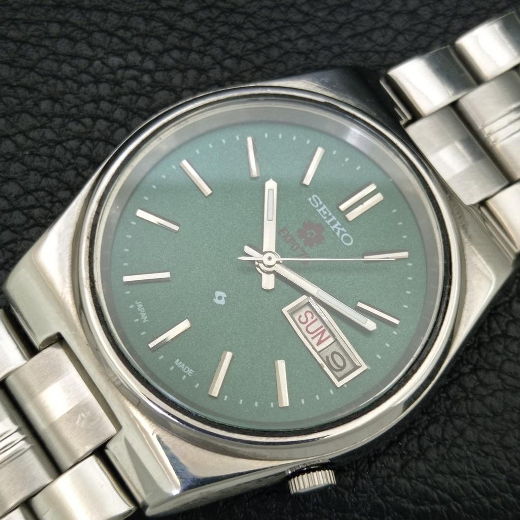 GENUINE VINTAGE SEIKO EXPO 70 AUTOMATIC JAPAN MENS GREEN DIAL WATCH A708783-1