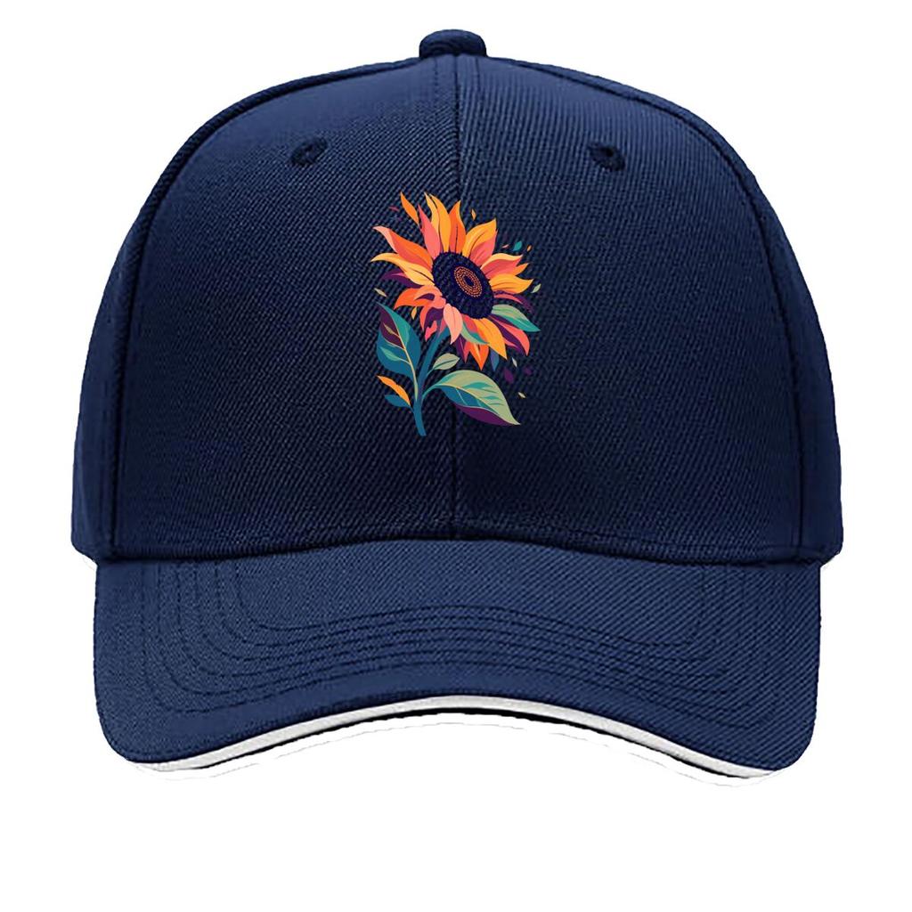Vibrant Boho Sunflower Bloom Illustr Sandwich Baseball Cap Sun Cap Outdoor Workouts Hat