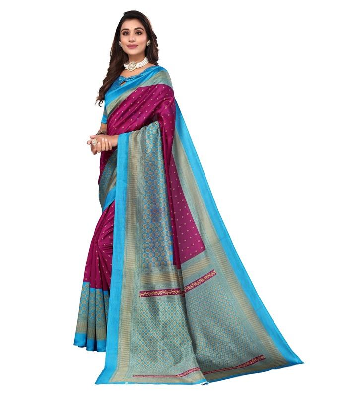 TreegoArt Fashion Women's Art Silk Daily Wear Printed Saree With Unstitched Blouse Piece - Pack Of 1