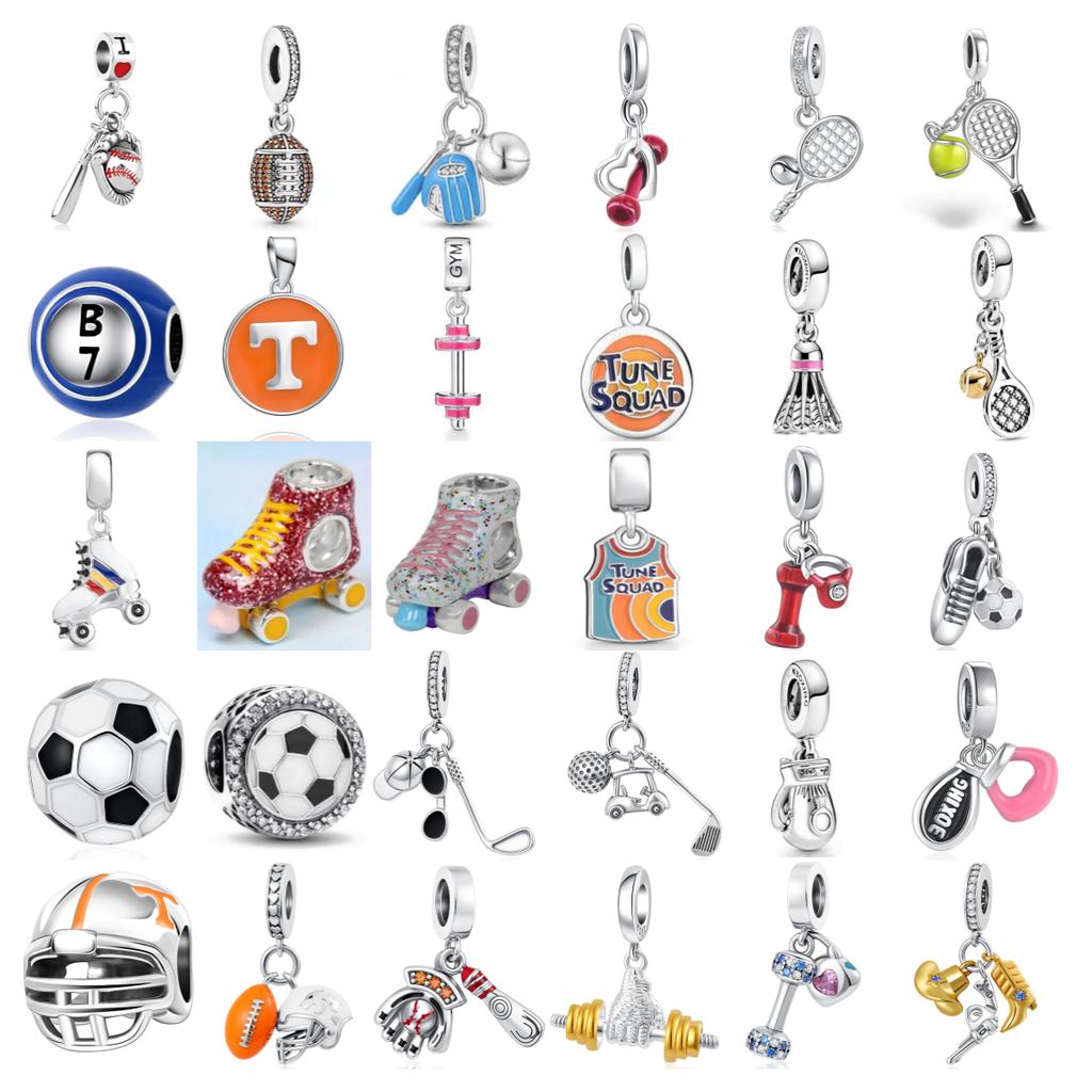 New Copper Baseball Cap Charm Football Sports Collection Bead Fit Original Pandent Bracelet Women Jewelry Gift Diy