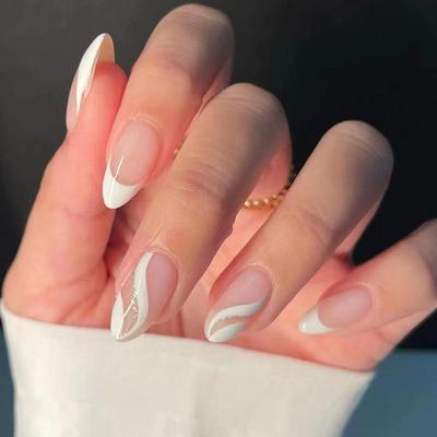 24pcs 3D French Press On Nails Y2k Love Bow Sweet Almond False Nails Patch Ins Fashion Girl Fake Nails Tips Wearable Full Cover