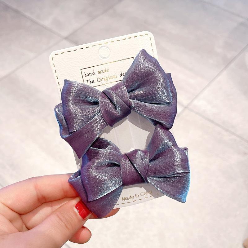 2Pcs New Cute Princess Pearlescent Bow Girl Hairpins Children Headwear Hair Clips Hairgrips Barrettes Hair Accessories