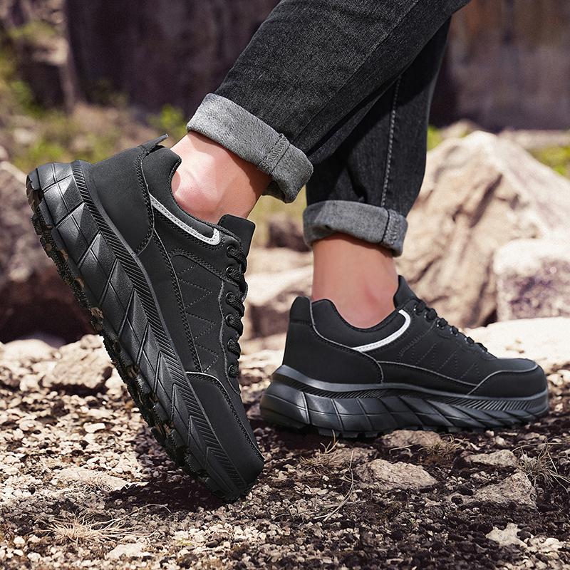 Autumn Men Sneakers Thick Soled Casual Shoes Men Cushioning Sports Shoes Outdoor Waterproof Walking Shoes Plus Size 48 Leather