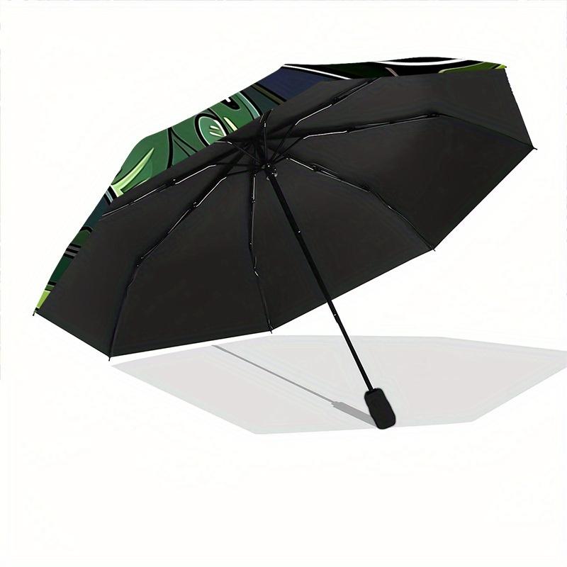 1pc Lime Slices Automatic Open/Close Umbrella with One-Touch Button, Compact Folding Canopy, Sturdy 8-Rib Windproof Design -026