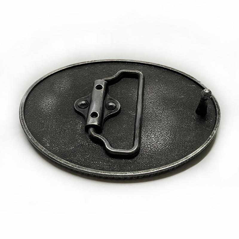 Oval Antique Tin Belt Buckle for Men's Western Cowboy Jeans - Retro Casual Fashion Alloy Design