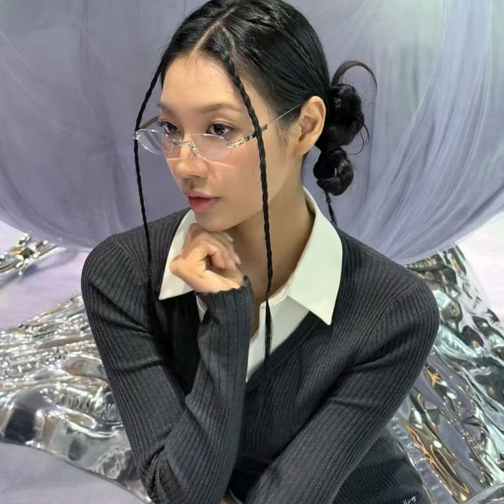 Oval Shape Rimless Sunglasses For Women Korean Stylish Anti-Glare Women Sun Glasses High Quality Men Sunglasses