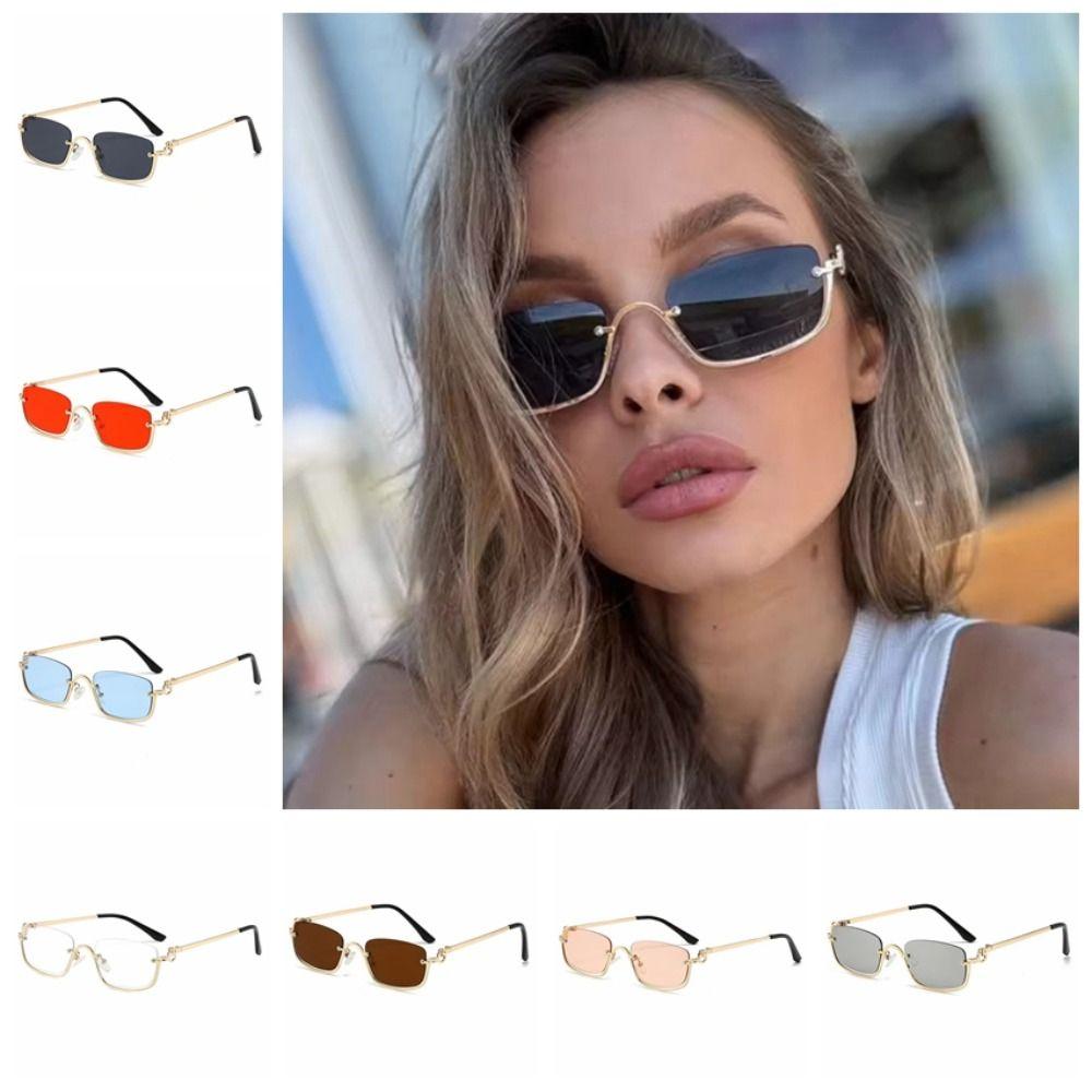 Small Sun Glasses Narrow Shades Eyewear Vintage Square Sunglasses  Unisex