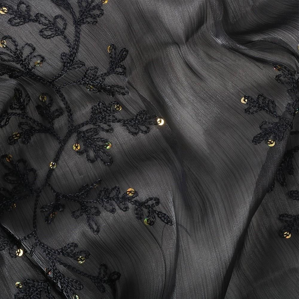 Flowy Sequin Floral Hijab Sparkly Sequin Embroidered Hijab Lace Edge Shawl Wedding Occasion