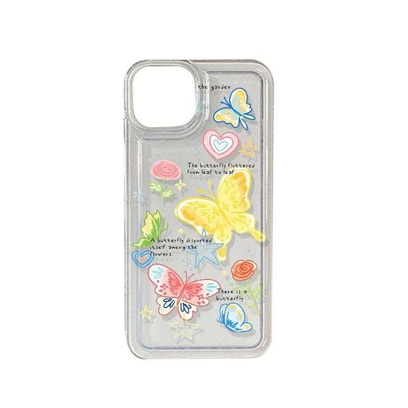 Dopamine Color Butterfly Applicable iPhone17ProMax Airbag Mobile Phone Case 16Pro Apple 13/15 Black and White