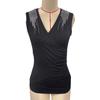 Spring and Summer Women's Elegant Cross Pleated Hot Drilling Sleeveless Vest Slim Slim T-Shirt
