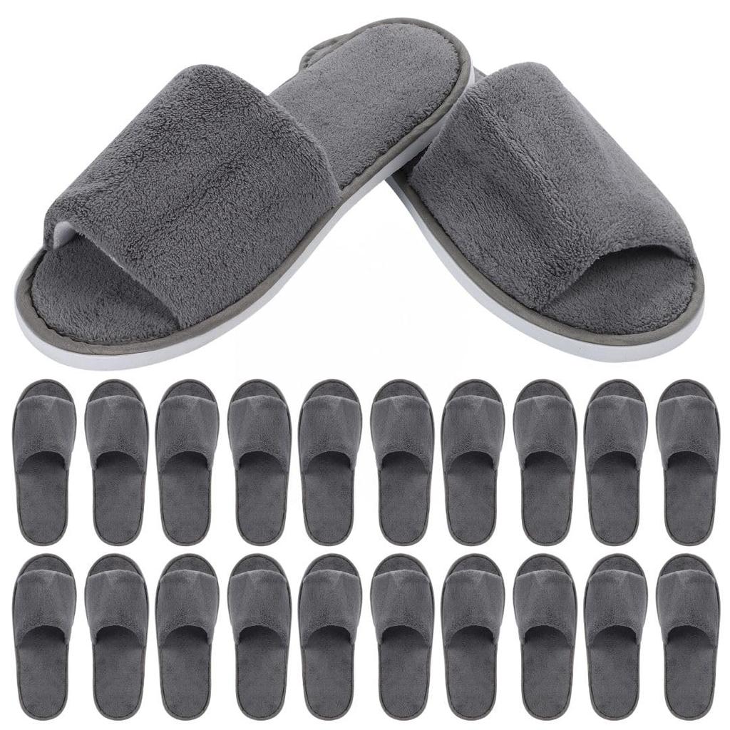 Nomadra Disposable Premium Individually Unisex for and Salons Slippers, 10-Pair Set, Fluffy, Thick-Soled Cushioned, Non-Slip, Wrapped, Antibacterial,