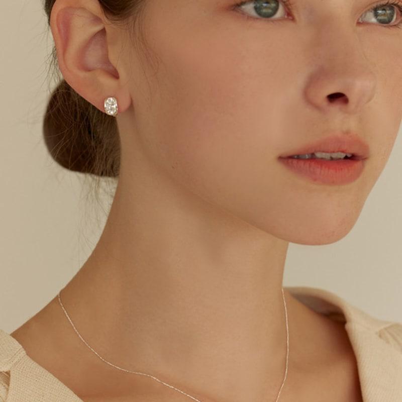 

Lewe [Earrings, Necklace SET] Clear Shiny Jewelry SET Silver