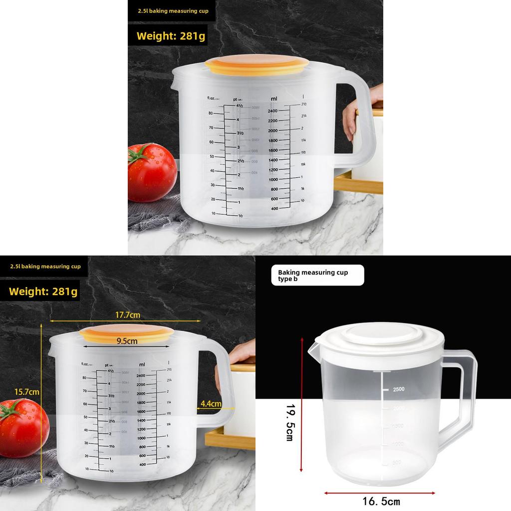 Baking Measuring Cup With Lid 2.5l Food Grade Pp Large Capacity For Kitchen Use