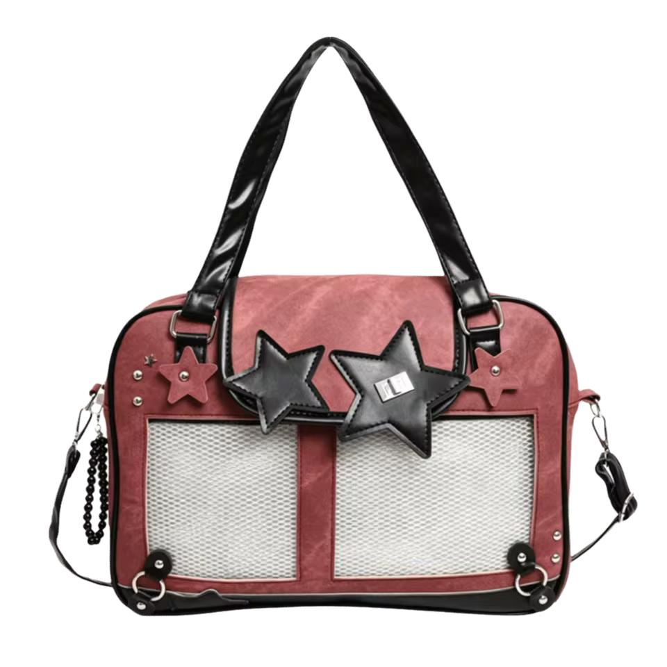 Y2K Star Itabag Lolita Transparent Pocket Crossbody Bag Women DIY Display Shoulder Handbag