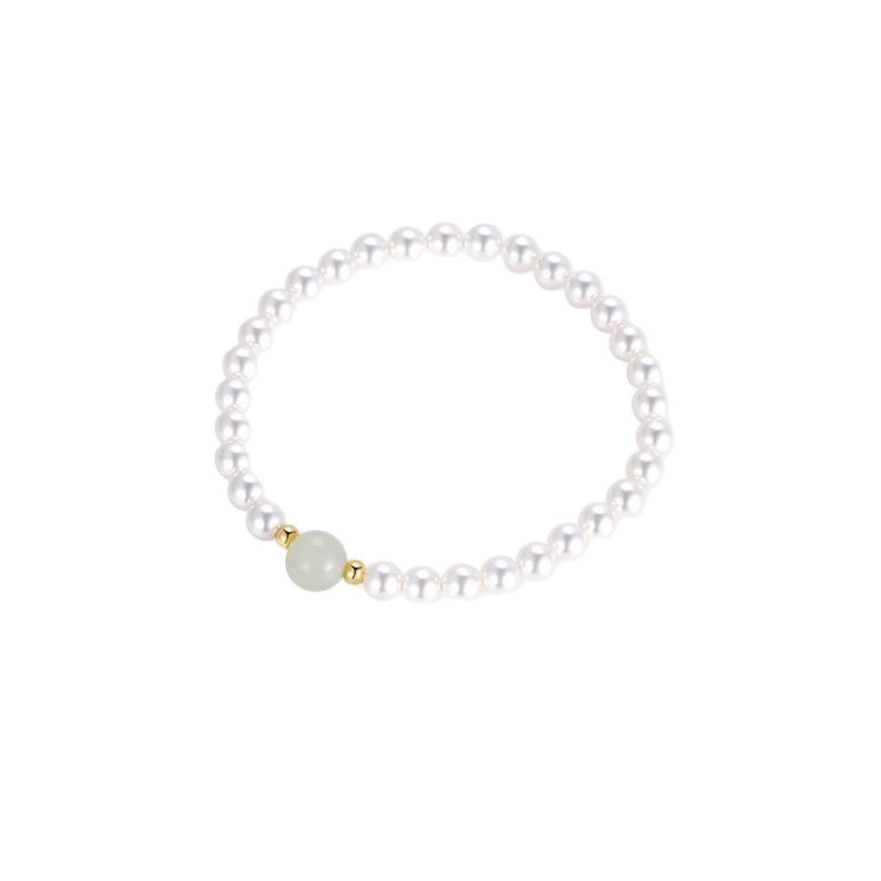 Woven Bracelet, Imitation Hetian Jade & Pearl, Fresh Sweet Style Women Jewelry