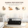 Rabbit Cage with 2 Doors and Removable Tray, in Metal and PP Plastic, 100x55x41 cm, Black and Silver