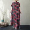 DIMANAF Neues 2026 Damen Übergröße Sommer Strand Dame Langes Kleid Locker Übergröße Maxi Blumendruck Vintage Sommerkleid Kleidung