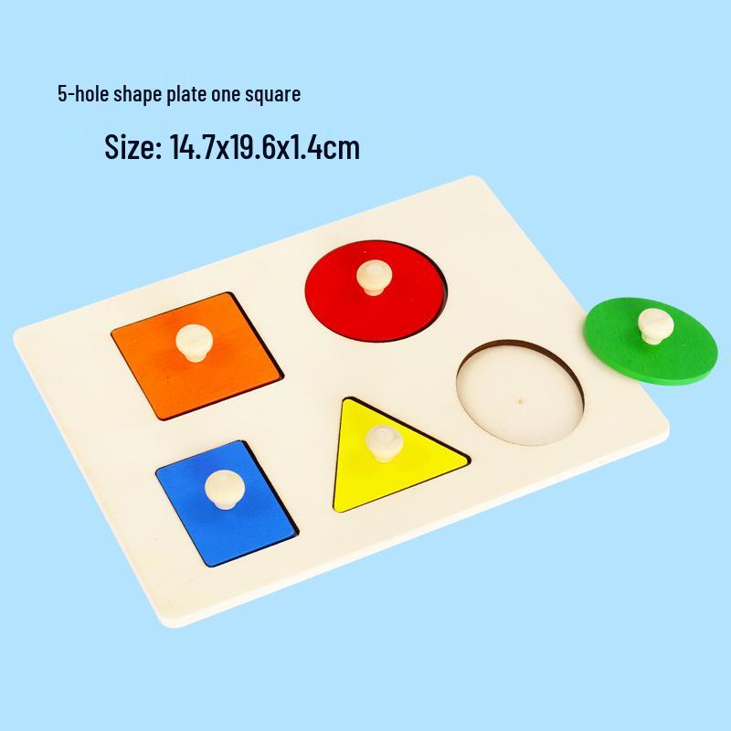 Montessori Geometric Shape Puzzle: Circle, Triangle, Square Board for Color Recognition and Matching
