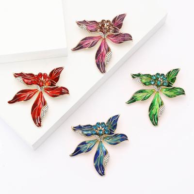 Atmospheric Alloy Enamel Iris Brooch Fashion Temperament Women'S Suit Coat Corsage Jewelry Pin