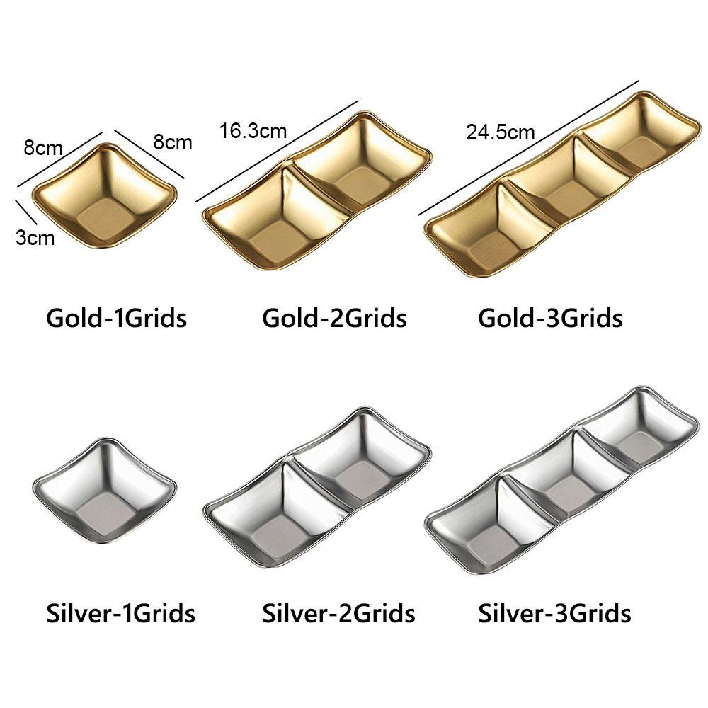 1/2/3 Grids Sauce Plate 304 Stainless Steel Tableware Korean Style Seasoning Dish  Home Resturant