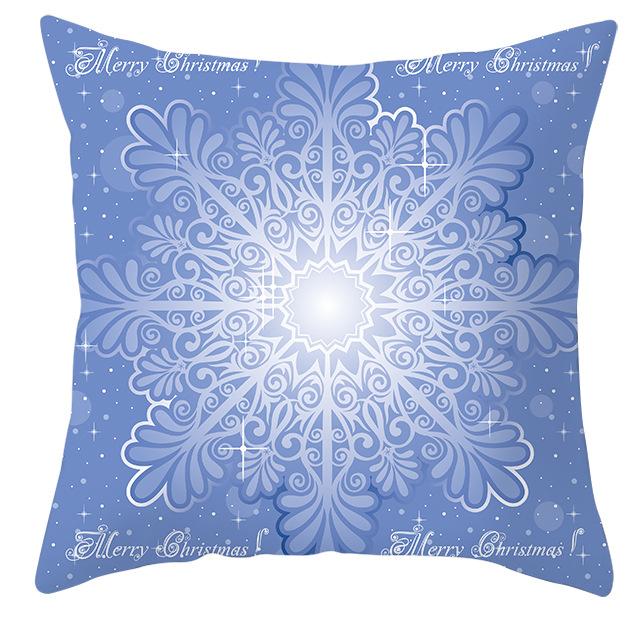 New Blue Snowflake Pillow Cover Winter Christmas Snowman Cushion Cover