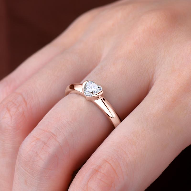 

Anziw Rose Gold Color 0.5ct Heart Shaped Moissanite Solitaire Engagement Ring Silver 925 for Women Promise Wedding Bands Jewelry 4