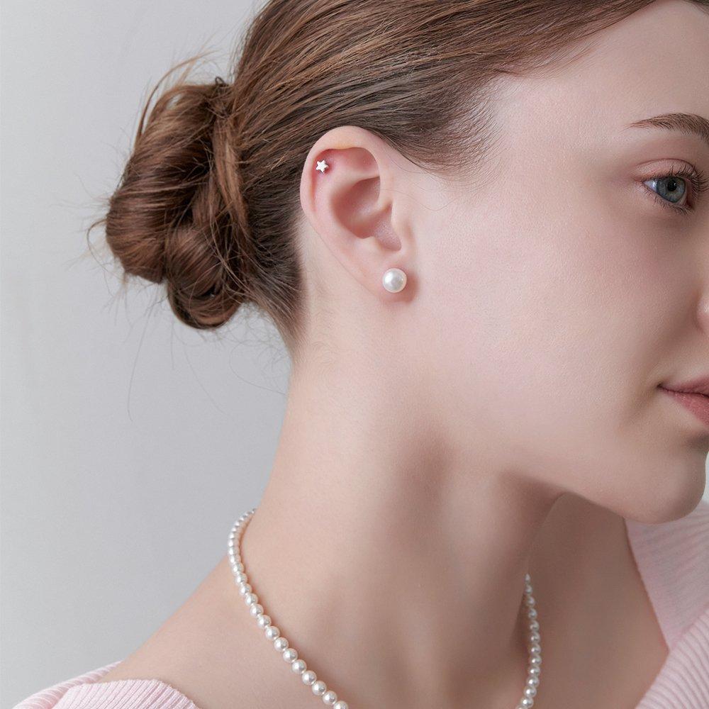 Silver 925 rounded pearl earrings