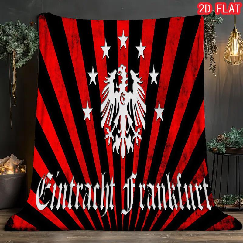 1pz Coperta in Flanella con Stampa Eintracht Frankfurt, Alta Qualità, Confortevole per Tutte le Stagioni, Decorazione per la Casa, Calore e Comfort