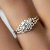 Brilliant 2Pcs Rings Set with Sparkling Cubic Zirconia Charming Elegant Temperament Wedding Jewelry Chic Lady Accessories
