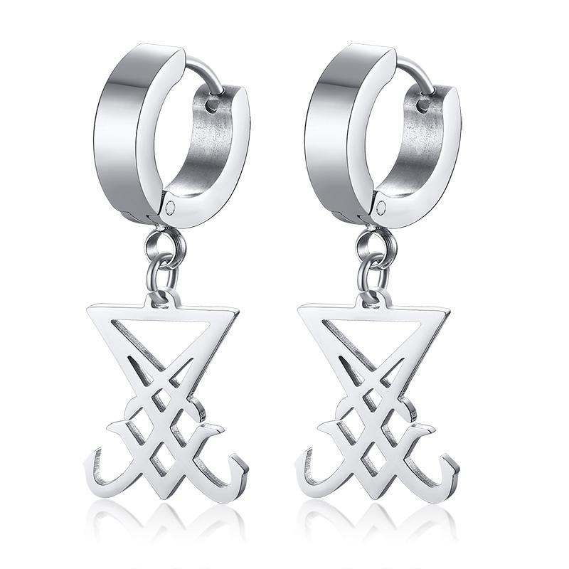 Drop Cross Earring Mens Egyptian Ankh Michael Hang Dangle Earrings Black Stainless Steel Male Punk Jewelry