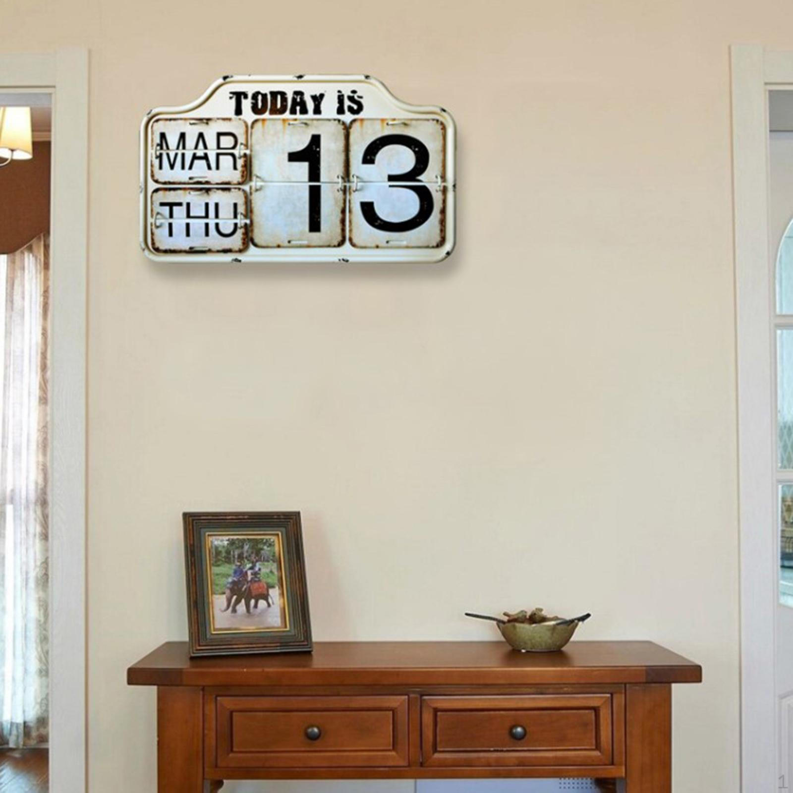 

Retro Style Calendar Perpetual Flip Distressed for Hotel Kitchen Bedroom Room Decor