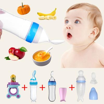 Copo de mamadeira espremedor chupeta de bebê conjunto de alimentação de silicone cereal suplemento alimentar alimentador utensílios de mesa
