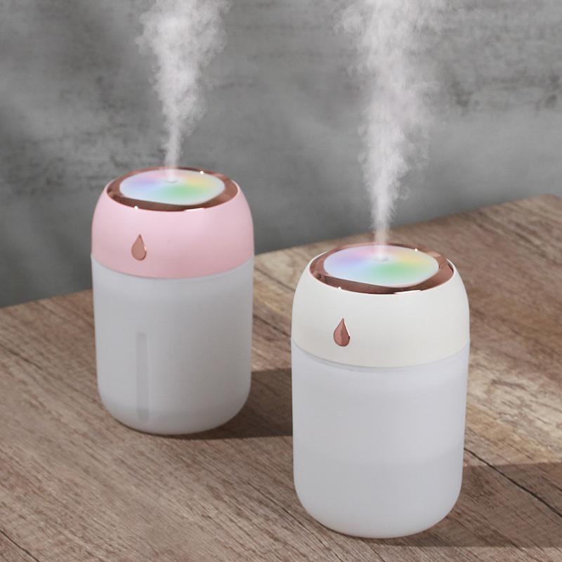 Portable Mini USB Ultrasonic Humidifier Two Mist Modes Color LED Night Light Silent Air Moisturizer for Vehicle Bedroom Office