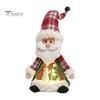 Plush Santa Claus Figurines Lighted Christmas Doll Decoration, Cute Claus/Snowman/Reindeer Figurine with Table Decorations Warm LED Light for Tabletop