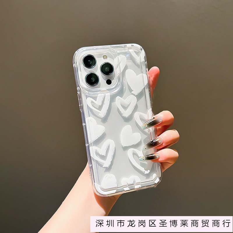 Personalized simple love iPhone15promax mobile phone case Apple 14/16 transparent 13/12 shock absorption and anti-drop 11