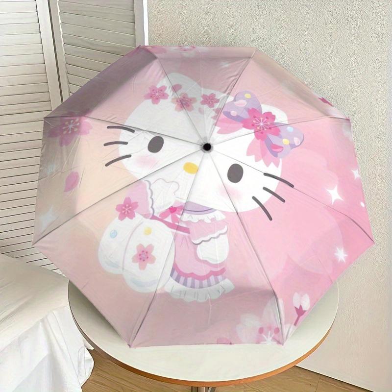 1pc Hello Kitty Spring Flowers Umbrella with Plastic Handle Suitable for All Seasons Home Travel Outdoor UmbrellaSanlio530