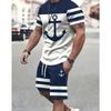 Navy Anchor Pattern Men's Set 3D Printed Summer Outdoor Short Sleeved T-shirt+pants Two-piece Casual Sports Plus Size Men's Set